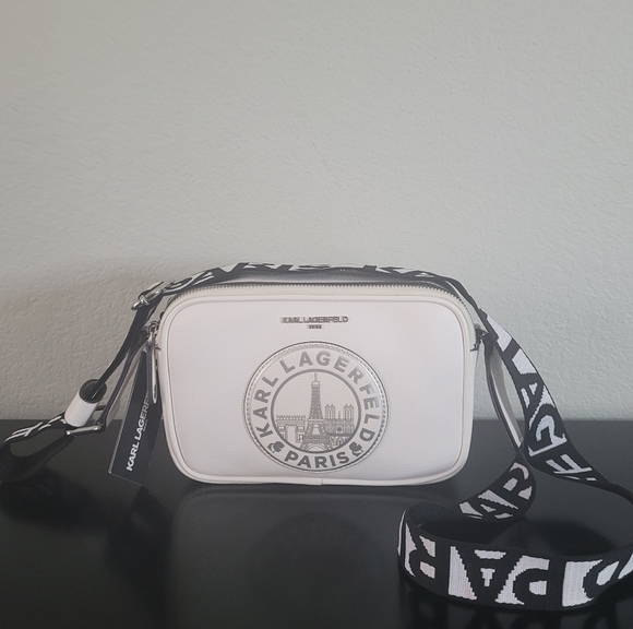 KARL LAGERFELD PARIS MAYBELLE CROSSBODY SHOULDER BAG WHITE π₯π₯π₯ - Picture 2 of 15